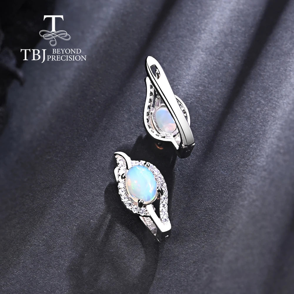 Colorful natural Ethiopia opal earring gemstone ethiopia oval 6*8mm 925 sterling silver fine jewelry for women