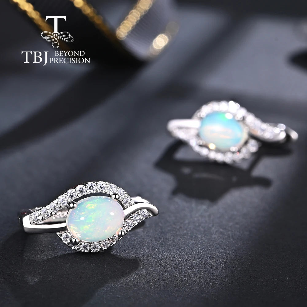 Colorful natural Ethiopia opal earring gemstone ethiopia oval 6*8mm 925 sterling silver fine jewelry for women