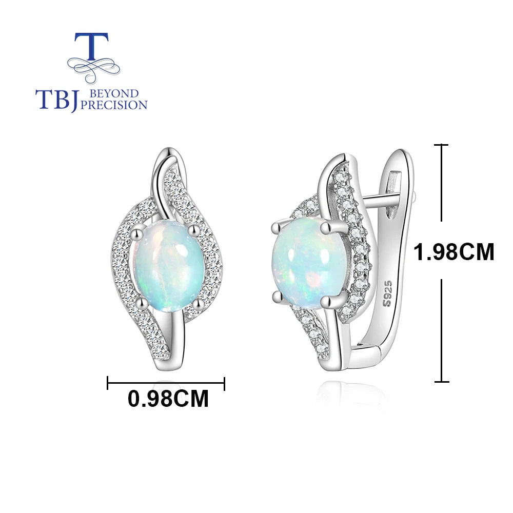 Colorful natural Ethiopia opal earring gemstone ethiopia oval 6*8mm 925 sterling silver fine jewelry for women