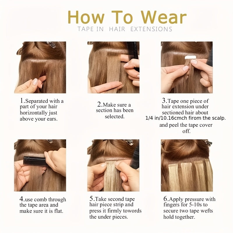 20pcs Luxurious Seamless Tape-In Hair Extensions - 100% Remy Human Hair, Super Silky & Long Straight - Durable Skin Weft for a Natural Look - Effortless Install, Transform Your Style
