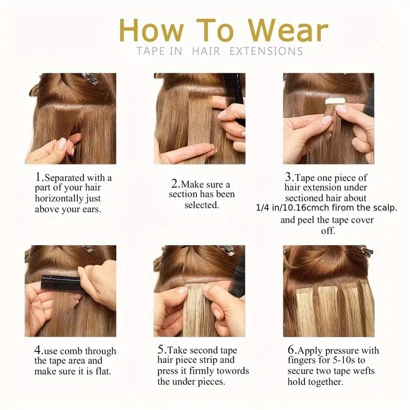 20pcs Luxurious Seamless Tape-In Hair Extensions - 100% Remy Human Hair, Super Silky & Long Straight - Durable Skin Weft for a Natural Look - Effortless Install, Transform Your Style